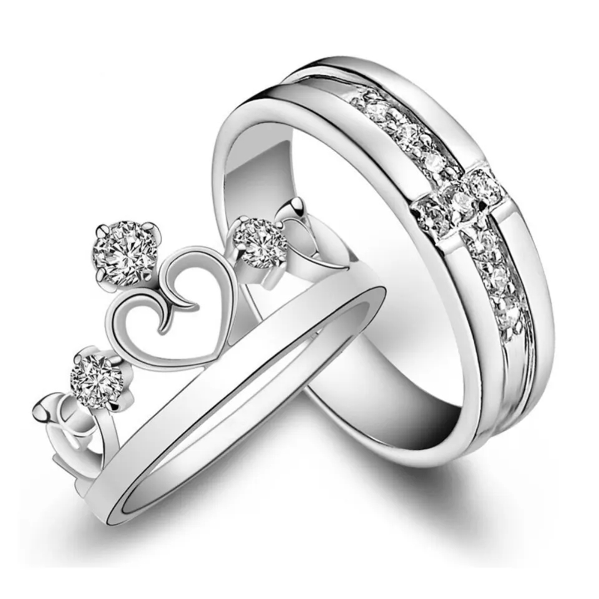 Silver Zircon Couple Rings For Women & Men new style Rings Brand new fashion For Men & Women