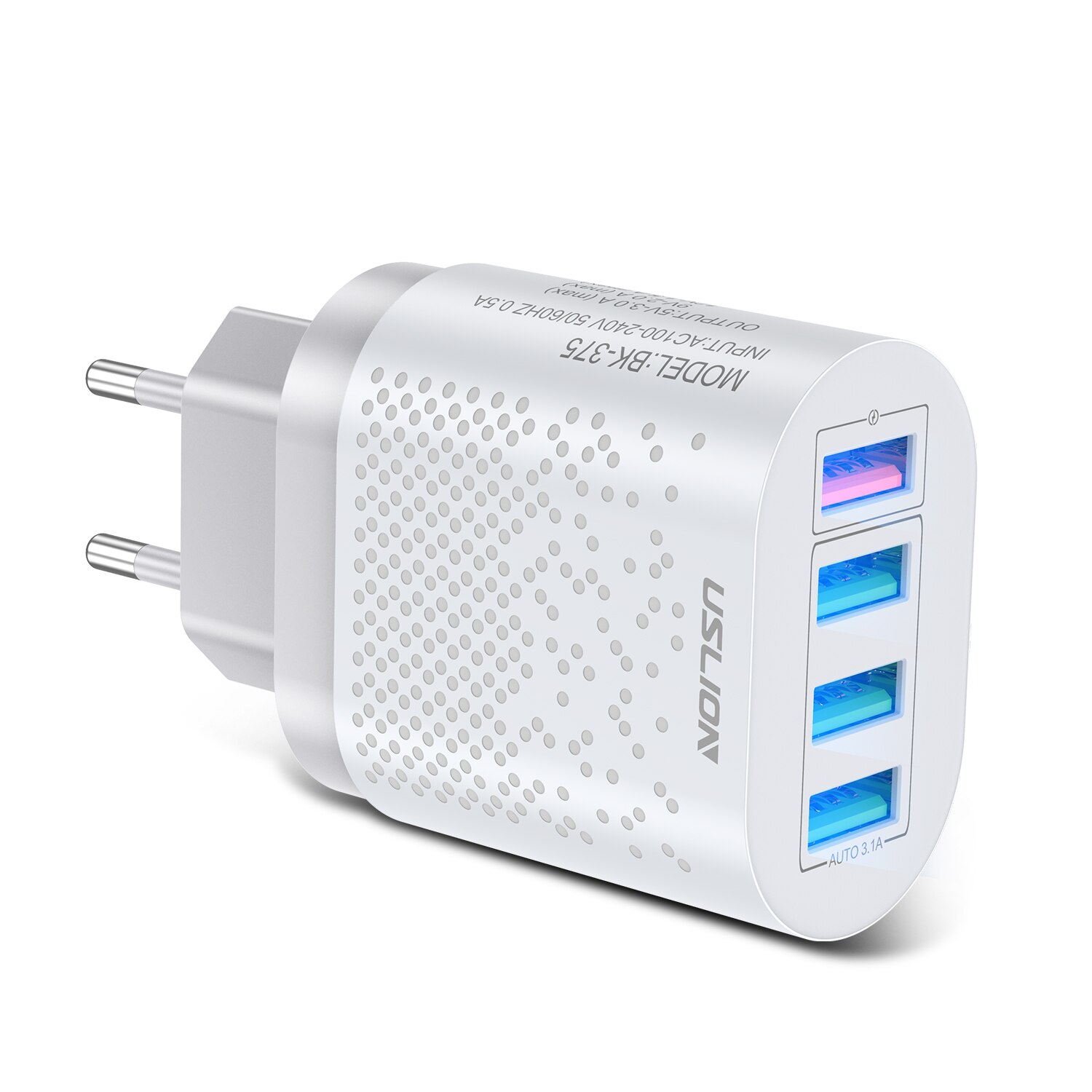 USLION 48W USB Charger Fast Charge QC 3.0 Wall Charging For iPhone Samsung  Xiaomi Mobile Phone 4 Ports EU US Plug Adapter Travel