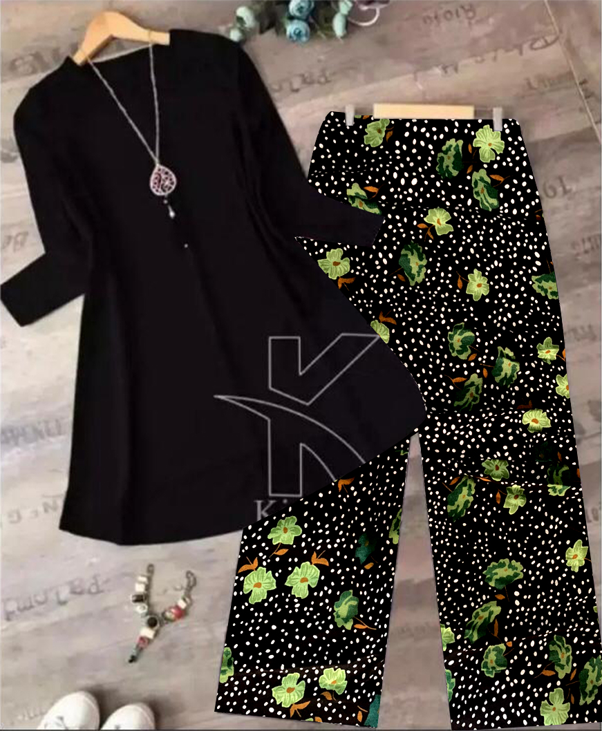 New Plain Kurti And Printed Trouser For Girls And Women