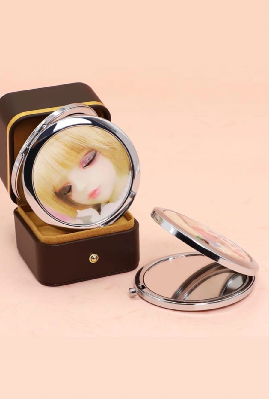 Portable Hand Pocket Cute Barbie Doll Mirror for Girls | Stylish Dual-Sided Makeup Compact Mirror for Travel & Daily Use