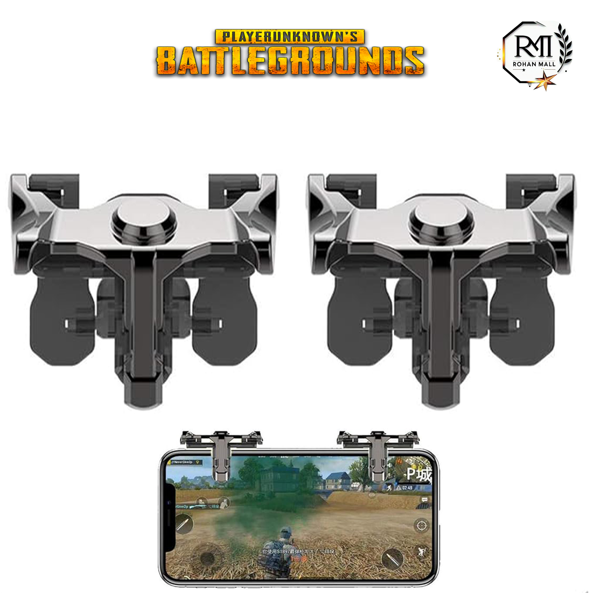 Black PUBG Trigger Controller Mobile Game For Pubg/Cod/Free Fire Best High Quality With Box price in Pakistan