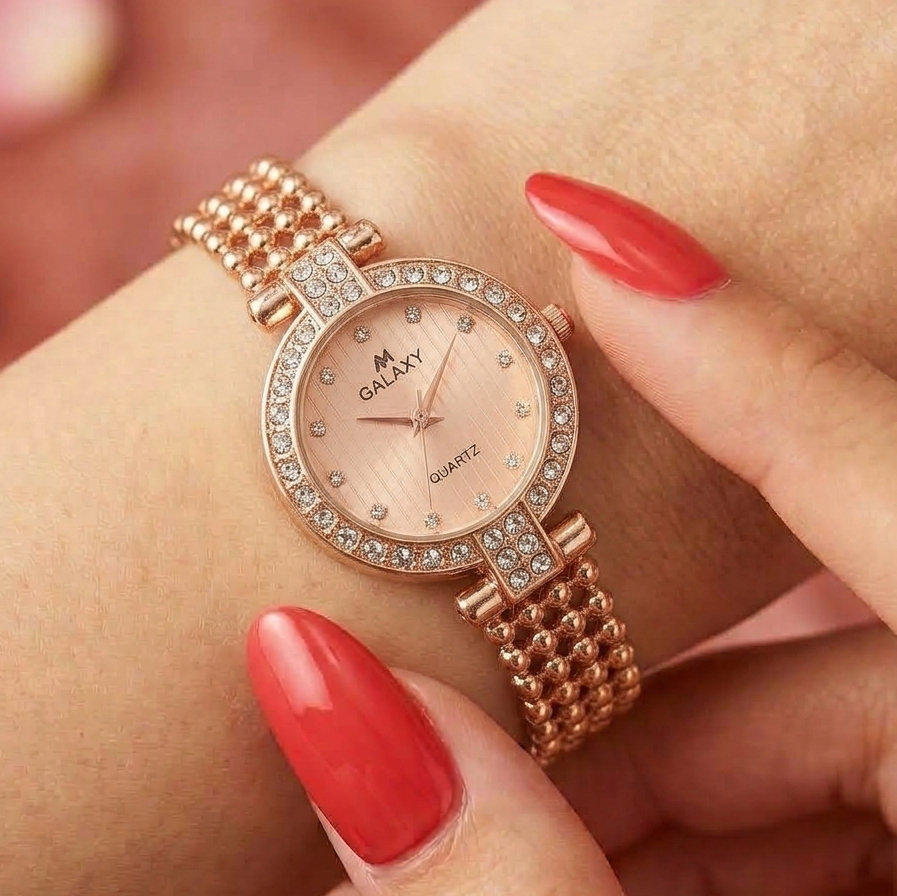 Elegant Round-Dial Bracelet Chain Watch for Girls with Box / Wristwatch for women hand gift