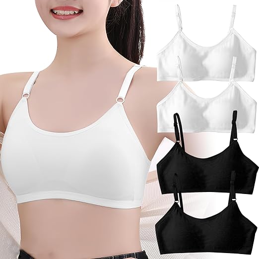 Pack Of 3 Cotton Printed Adjustable And Stretchable Non Padded Bra Vests For Girls Teenage Under 15