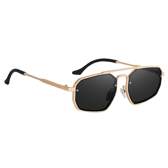 UrbanHive.pk - UV400 Framless Sunglasses Stylish Black Half Zinc Alloy Frame Eyewear Double Bridges Square for Outdoor Driving Men & Women - Unisex Metal Hinge Octagon Rimless Outdoor Sports Eyeglasses Shades for Girls & Ladies