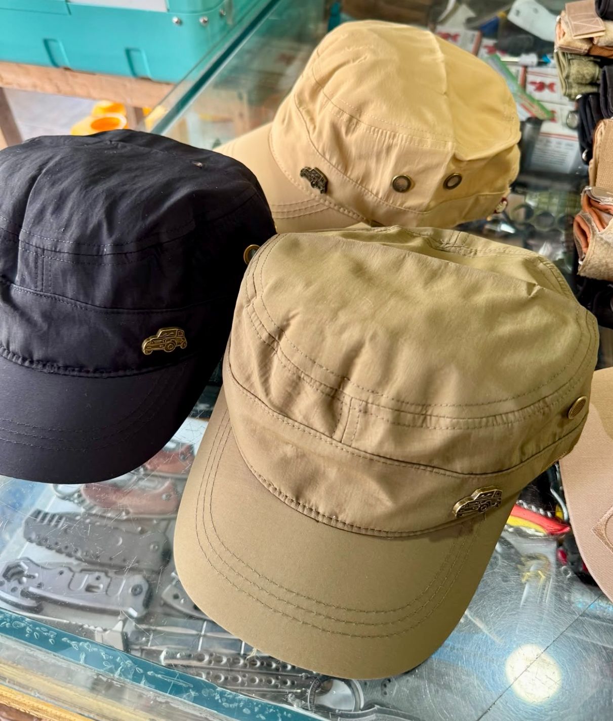 Jeep Cap Premium Military Flat Top Cap for Men | Classic Patrol Army Hat with Metal Badge | Adjustable Cotton Combat Cap | Tactical Outdoor Sun Protection Cap