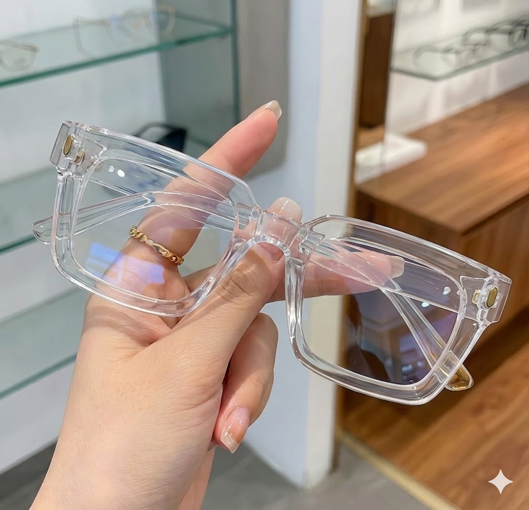 Urbanhive.pk Minimalist Square Transparent Glasses for Girls - Elegant Clear Lens Eyewear Fashion for Men - New Fashion Rectangle Frame Eyeglasses for Ladies & Women