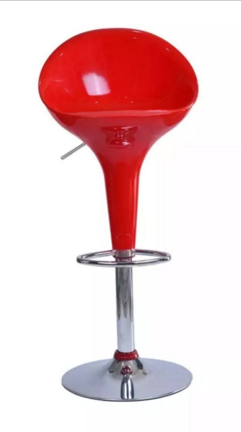 Modern Black Bar Stool | Adjustable Hydraulic Lift | 360° Swivel High Chair with Chrome Footrest & Base