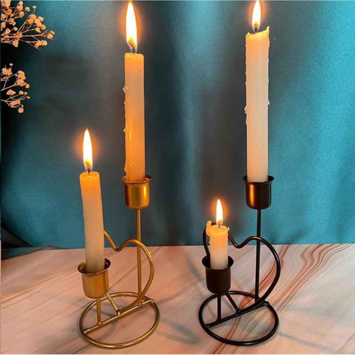 Candlestick Metal Heart Shaped Candle Holder Stand Decor for Romantic Dinner Wedding Birthday Party