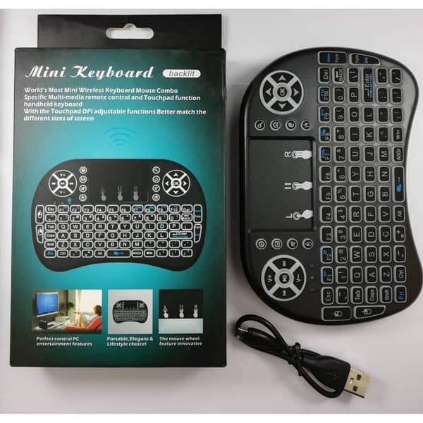 Mini Wireless Keyboard 2.4GHz Air Touchpad Mouse, Compatible With Android TV Box, Smart TV, PC Black