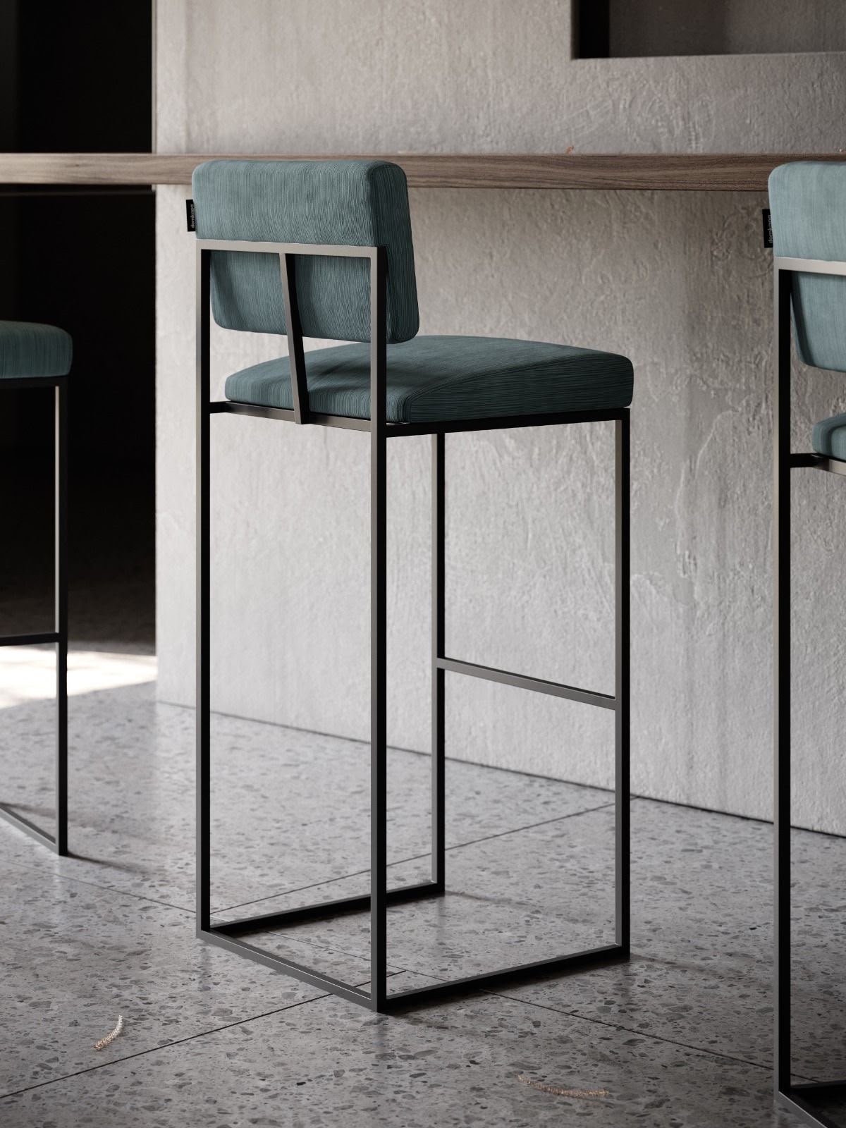 Modern Bar Stool Chair | Counter Height Kitchen Stool | Metal Frame Bar Chair | Upholstered Fabric Seat | Cafe & Breakfast Counter Chair | Home & Restaurant Furniture