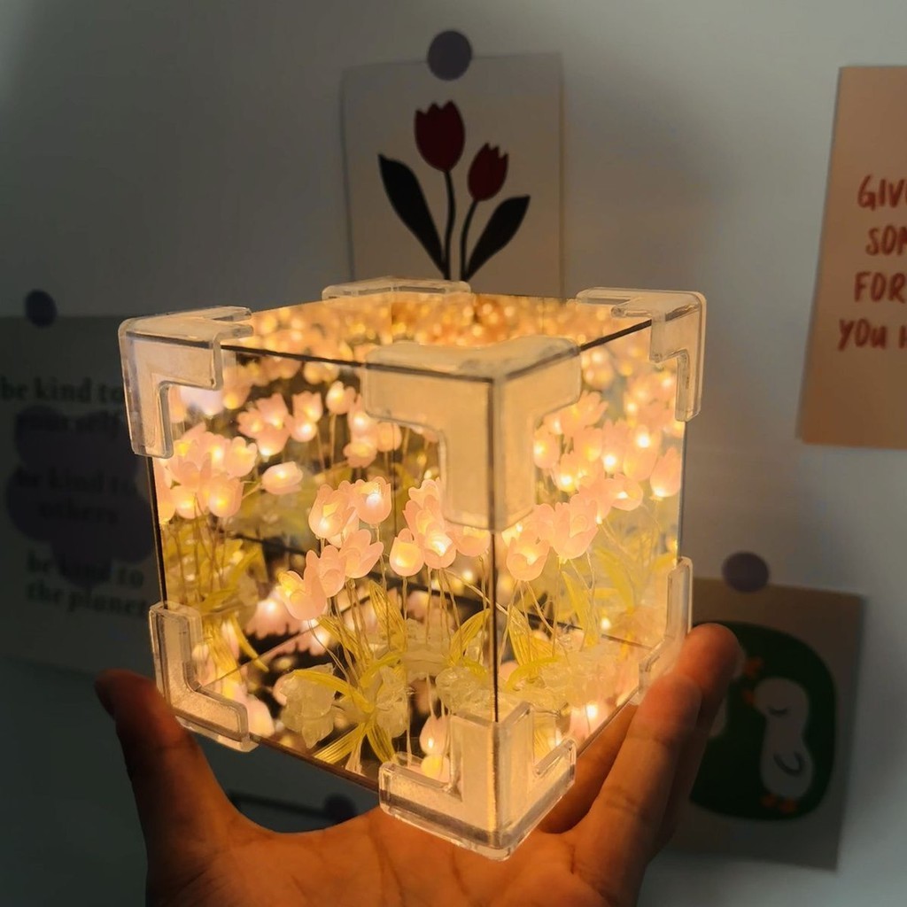 Handmade DIY Tulip Flower Sea Rubik's Cube Three-dimensional Mirror ...