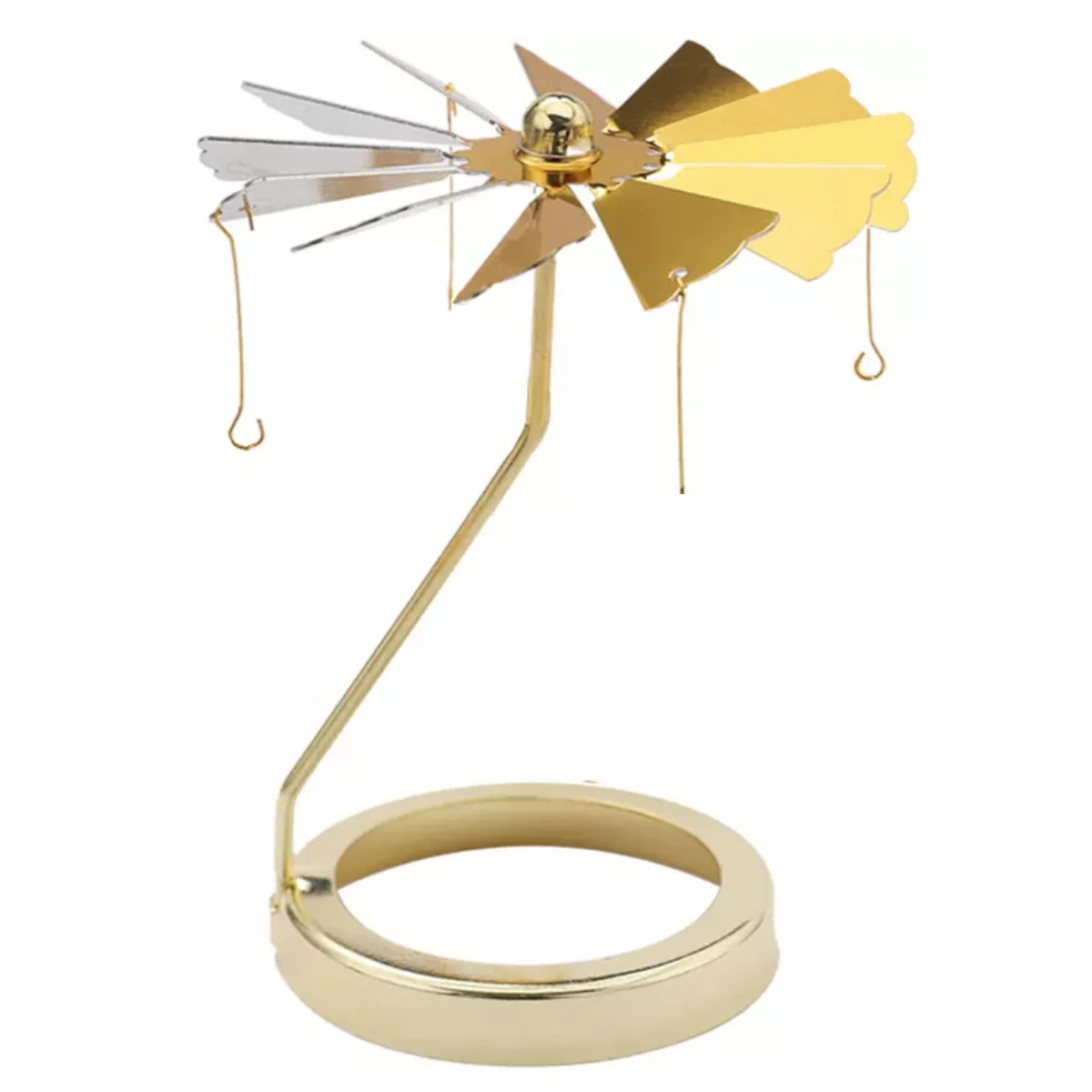 Gold Rotating Candle Holder Spinner | Metal Tealight Carousel Candle Stand Windmill Decoration for Home Decor