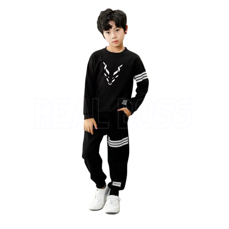 Real Boss By Rich Man Baby Boy's Winter Clothes Long Sleeve Sweatshirt & Trousers Set, Outfit 2pcs, Sweatshirt & Sweatpants Set - Tshirts For Boys / Tshirts For Girls