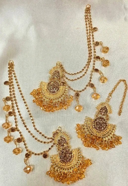 Bahubali earrings Tikka with sahara for beautiful girls and women's