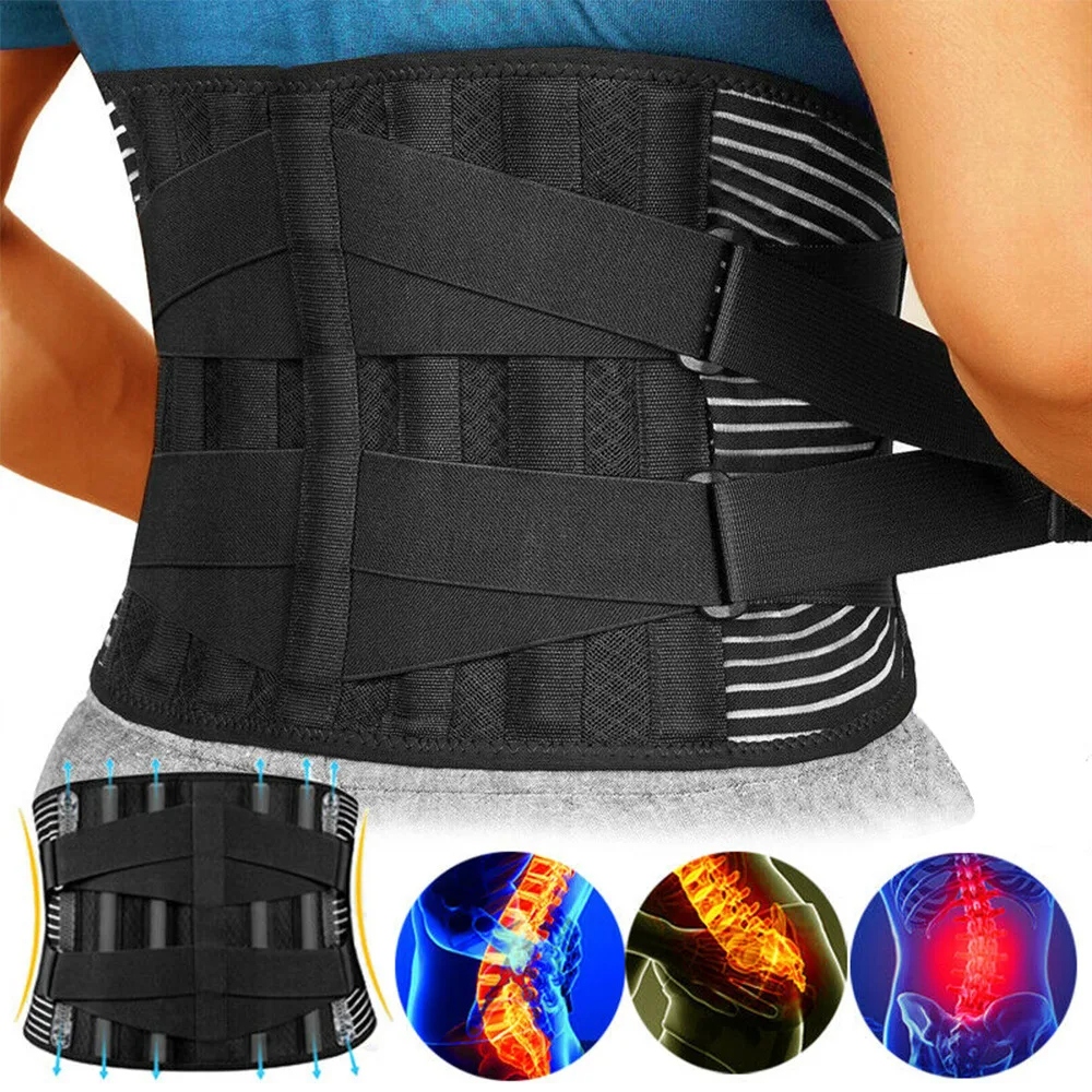 New Original Metal Rod Elastic Pain Relief Back Lumbar Support Belt Waist Trainer Belt Spine Maternity Belt Orthopedic Breathable Lumbar Corset  Back Injury Support Brace For Fitness Sports Weight Lifting Belt Sports Safety Corrector Men Women