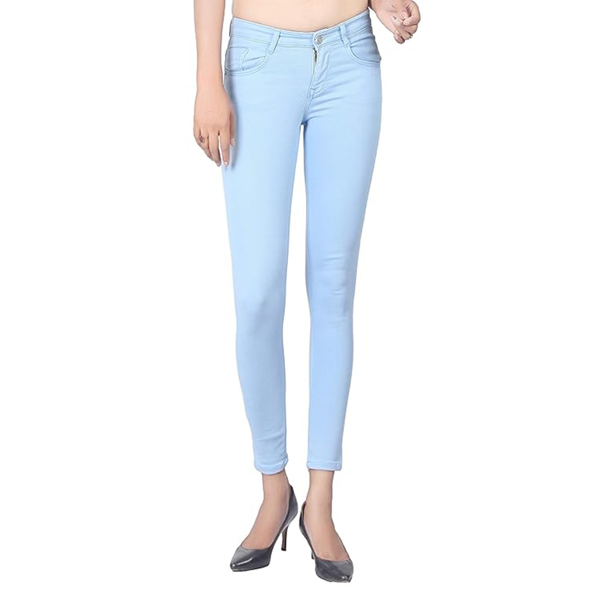 Slim Stretchable Ladies Jeans Sky Blue  Skinny High Waist Denim for Women