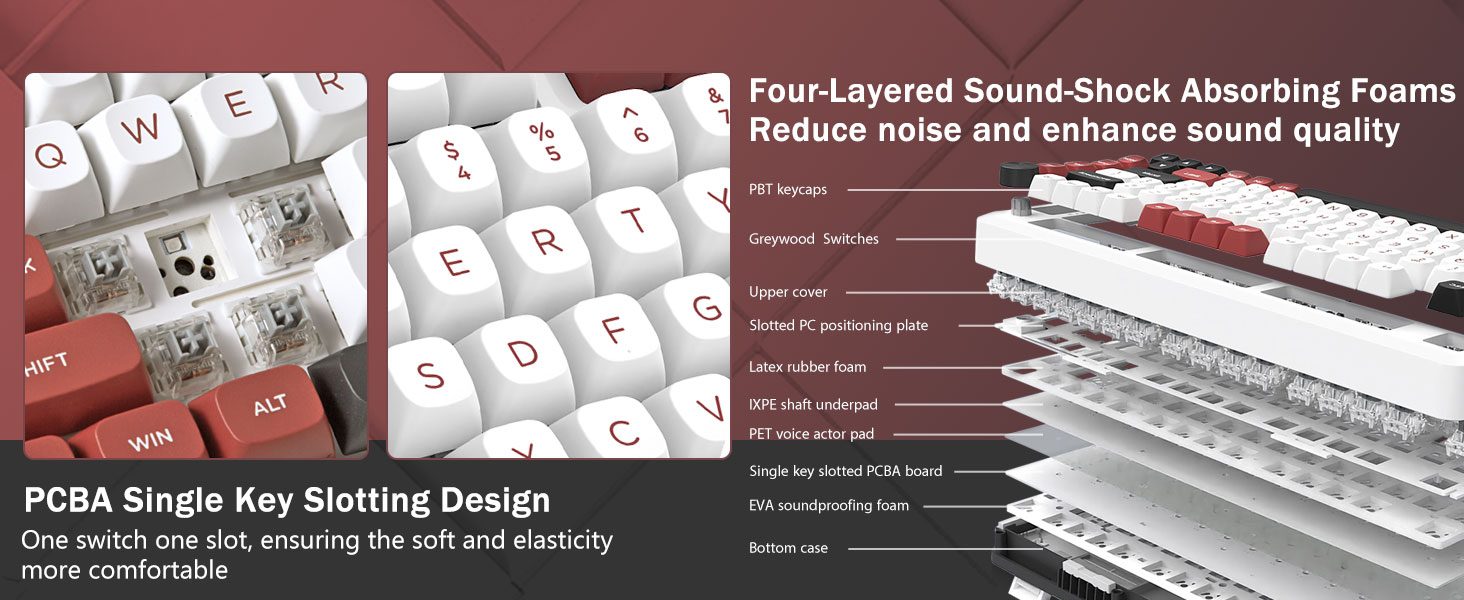 E-YOOSO Z-82 Wired 75% RGB Mechanical Gaming Keyboard, Creamy Sound, Hot Swappable Pre-lubed Linear Switches, Gasket Structure, Knob Control White Red 20 86b6b5751697947663ffd0855e2070b2