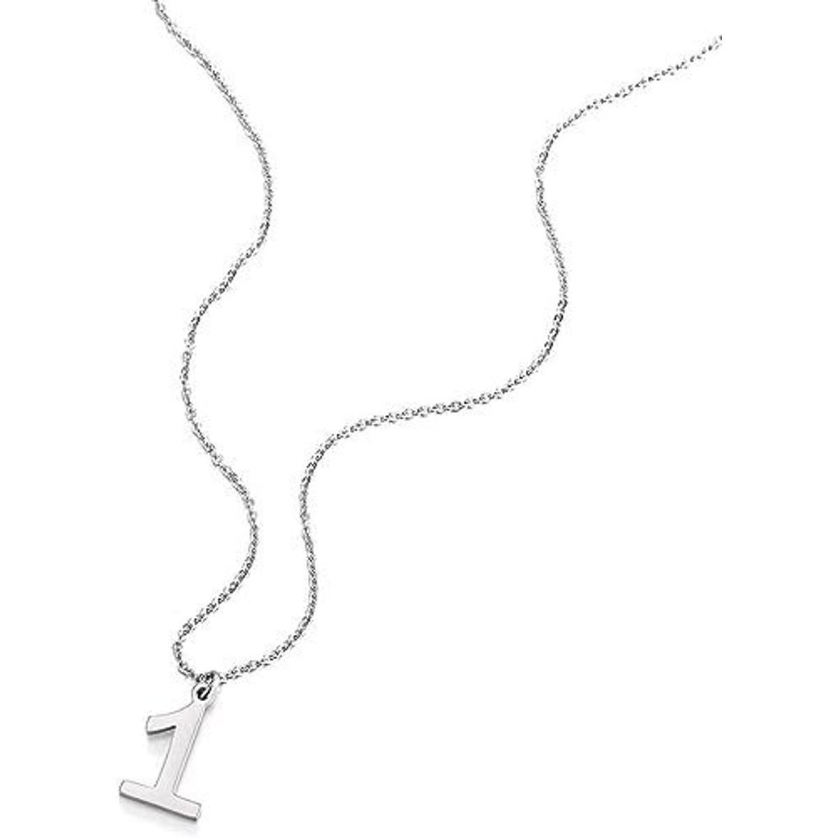 Counting Number 1 Stainless Steel Pendant Necklace with Chain For Men