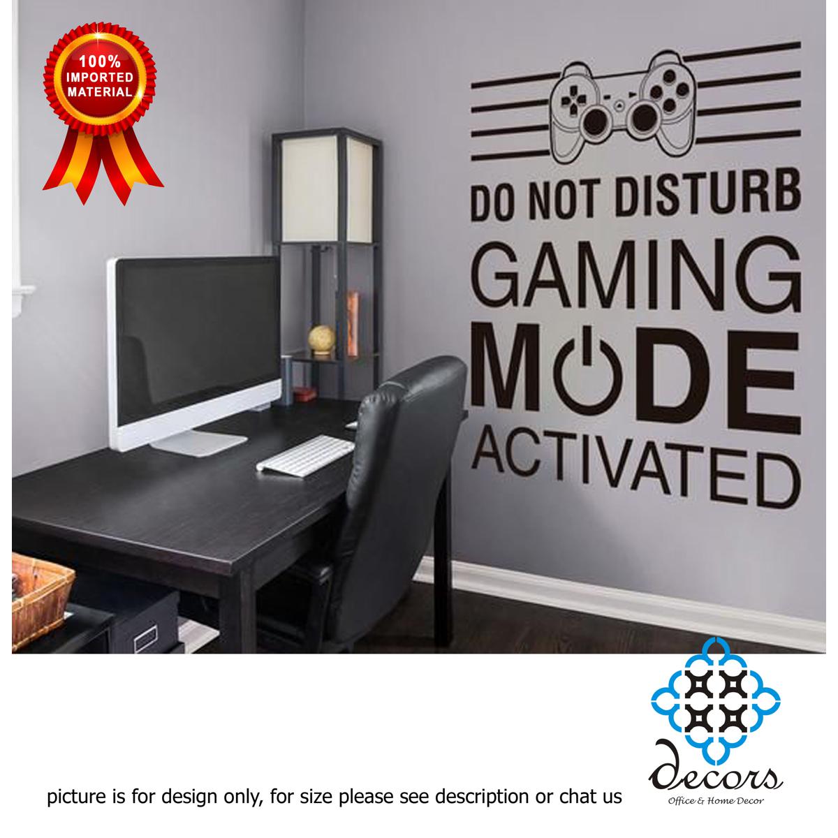 decors - size- 1 x 1 Feet - do not disturb gaming mood on quote wall sticker game zone vinyl pvc decals decor for boys,  bedroom home decoration decoration- black color