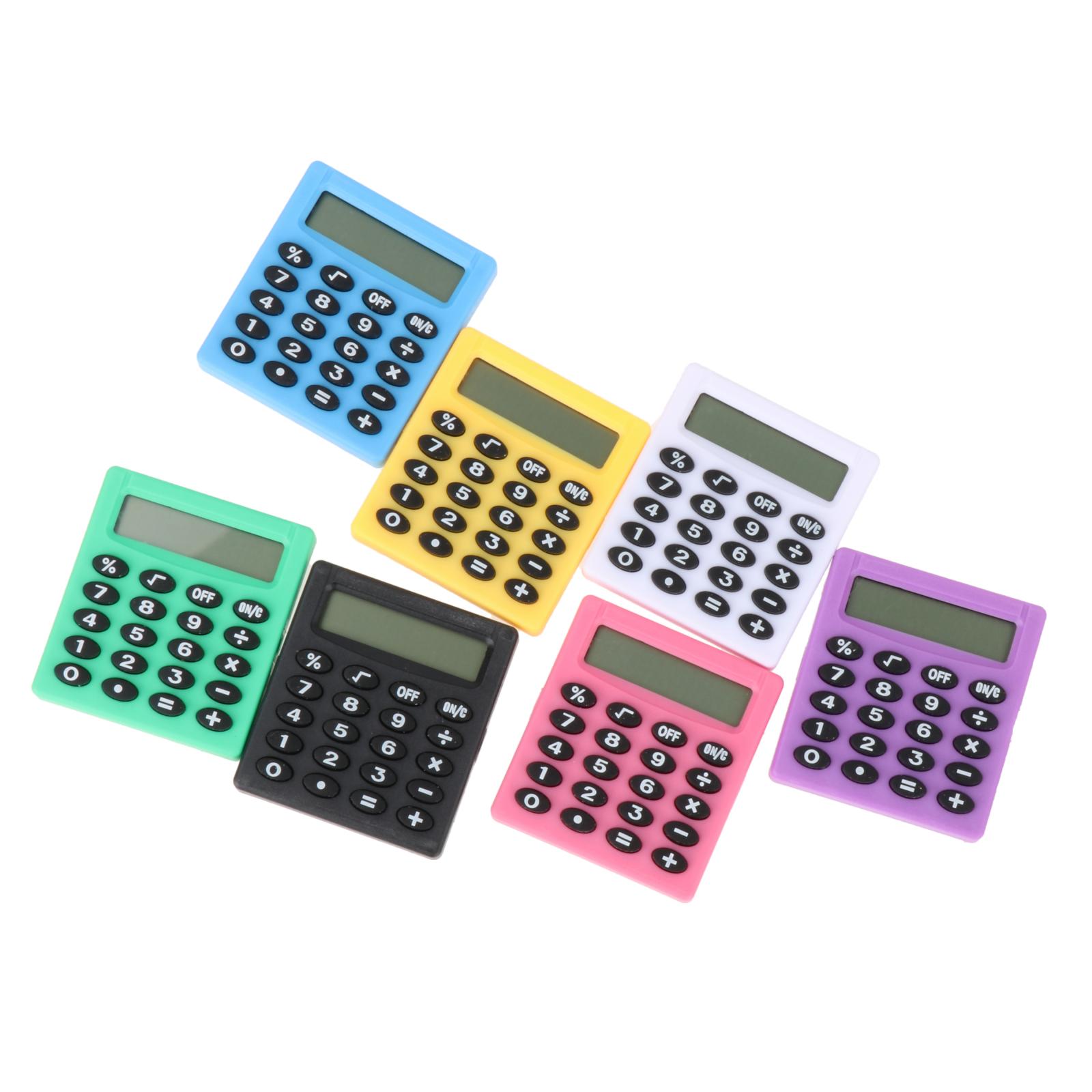 Electronic Calculator Mathematics Learning Aid Muti-Color with Button  Battery Portable Pocket Calculator for Office Home Kids