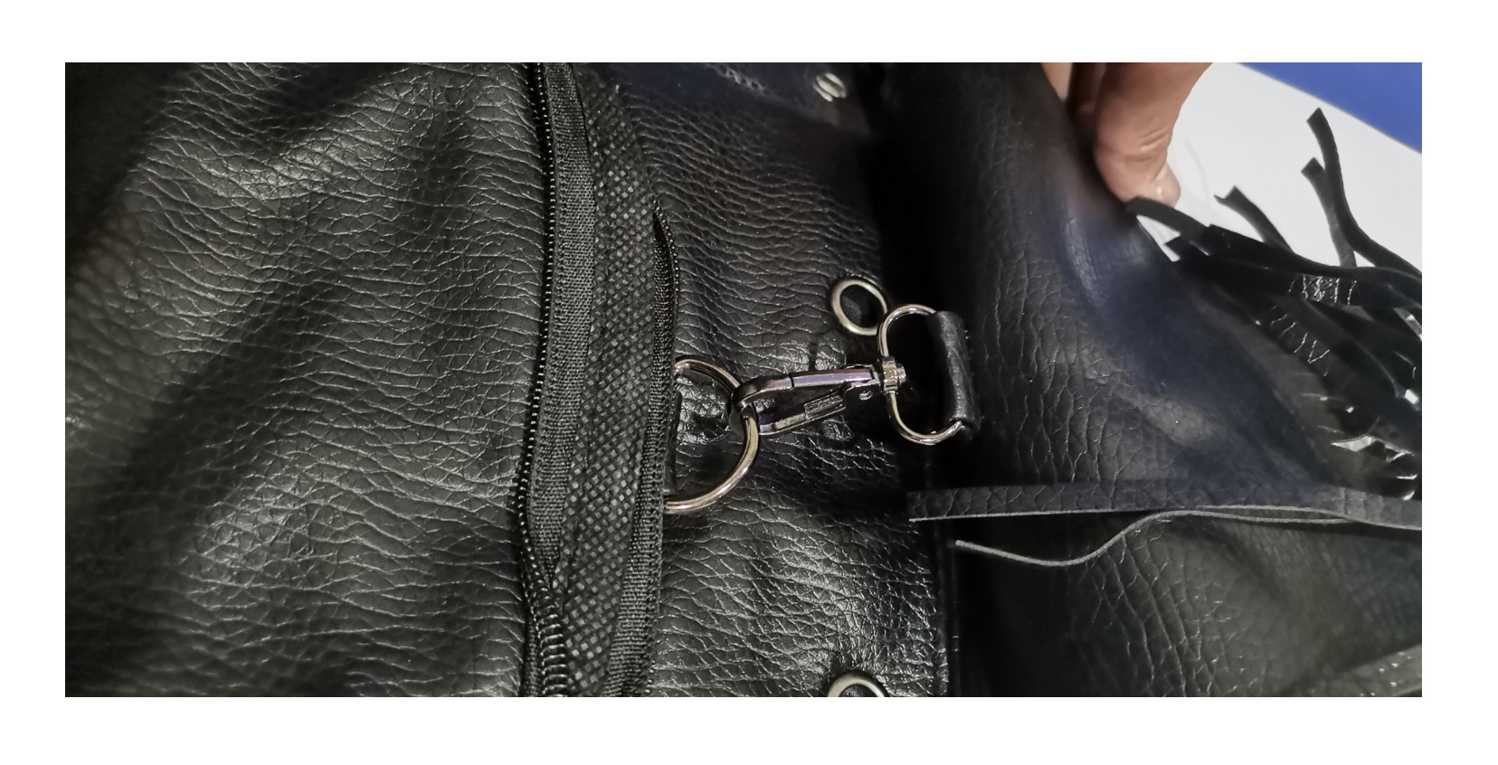 Stylish Black Faux Leather Backpack For Women - Textured Leather Bag Drawstring Daypack Medium