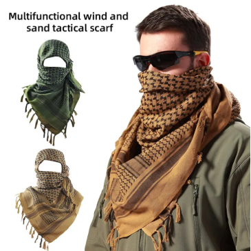 Keffiyeh Tactical Desert Scarf Wrap 100% Cotton Palestine Shemagh Head Neck Arab Scarf Keffiyeh Scarf Wrap for Men And Women