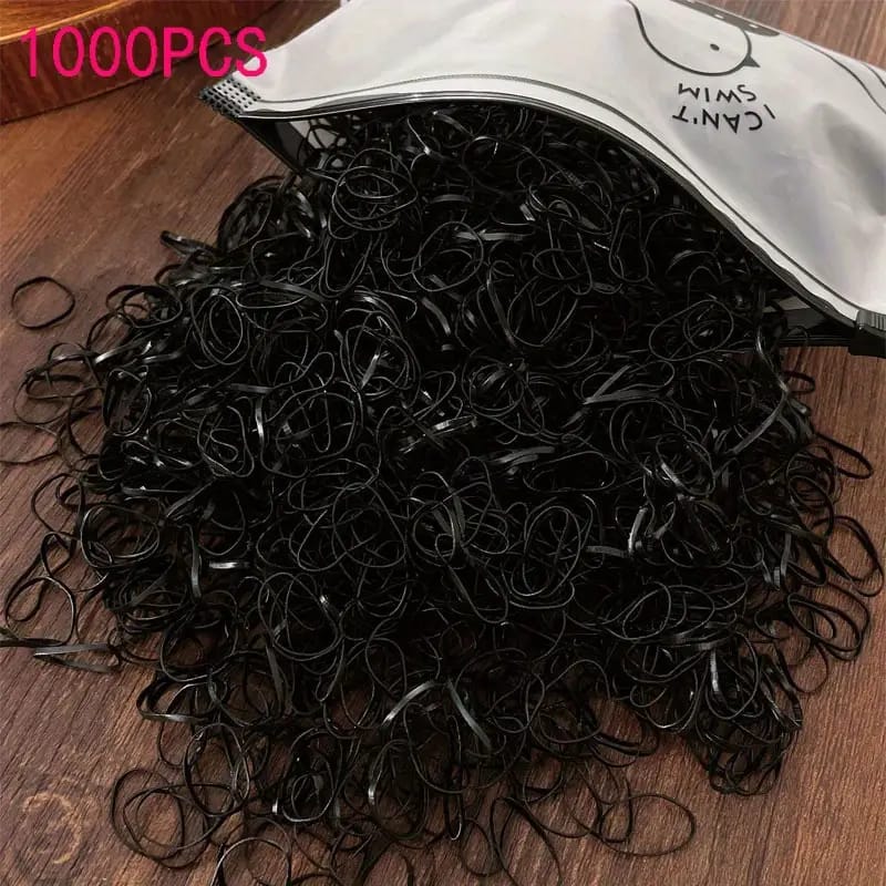 1000 Pieces Black Beauty Rubber Bands For Girls | Black Small Rubber Bands For Women | Rubber Band | Black Small Rubber Bands For Kids | Hair Tie Elastic Flexible High Quality Rubber Band for Girls | Hair Ponies | Perfect for All Hair Types