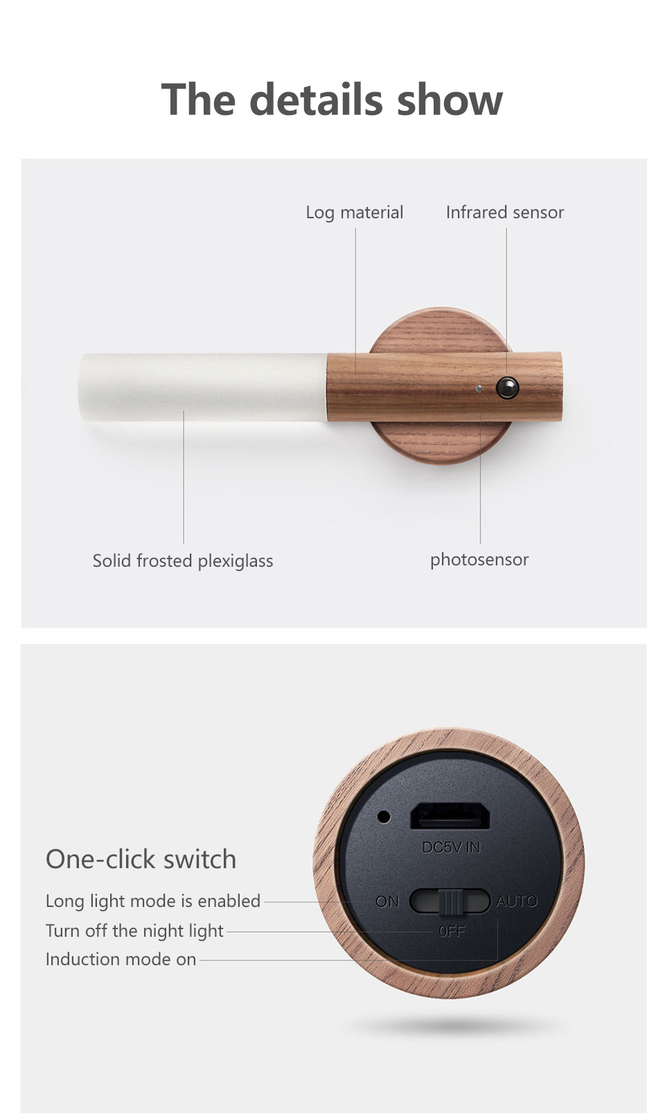 Led Wood Night Light Pir Motion Sensor Magnetic Wall Lamp Usb Rechargeable Lights Home Staircase Bedroom Lamp Bedside Lighting