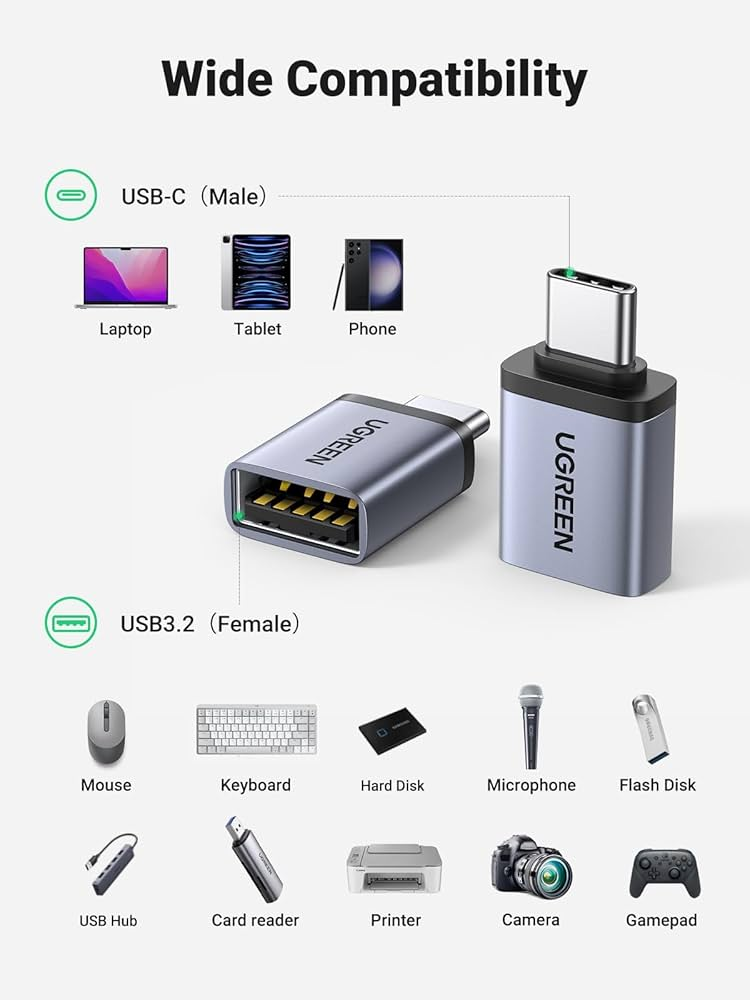 UGREEN US248 USB-C to USB Adapter 10Gbps USB 3.2 Type-C to USB-A Female OTG High-Speed Converter