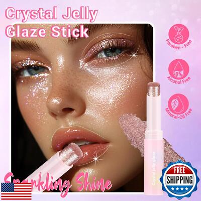 Viral Trendy Page Wine Sparkling Jelly Highlighter Stick Pearlescent Monochrome Shine Glitter Highlight Eyeshadow Stick High Gloss Face Brighten Makeup  Jelly Eyeshadow Highlight Stick Shimmer,