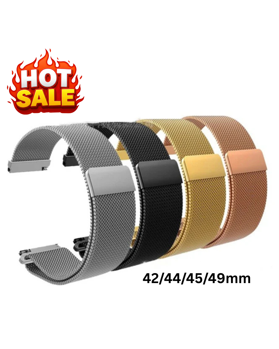 Premium Magnetic Chain Smart Watch Strap 44mm to 49mm – Stainless Steel Adjustable Magnetic Loop Wrist Band for Men & Women