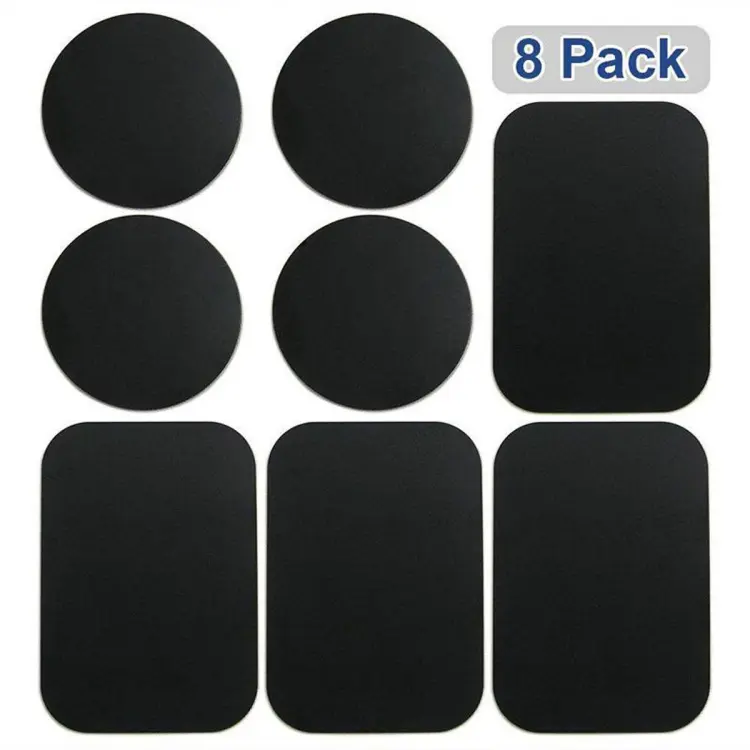 8 Pcs Magnetic Metal Plates Sticker for Smart Phones Matte Black