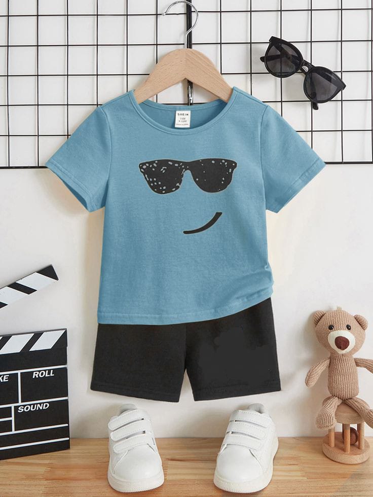 T-Shirts And Short Pants For Kids Baby Boys And Baby Girls  Round Neck Short Sleeves Tee Top's Clothes Sets Dresses Outfit Fajar Stock