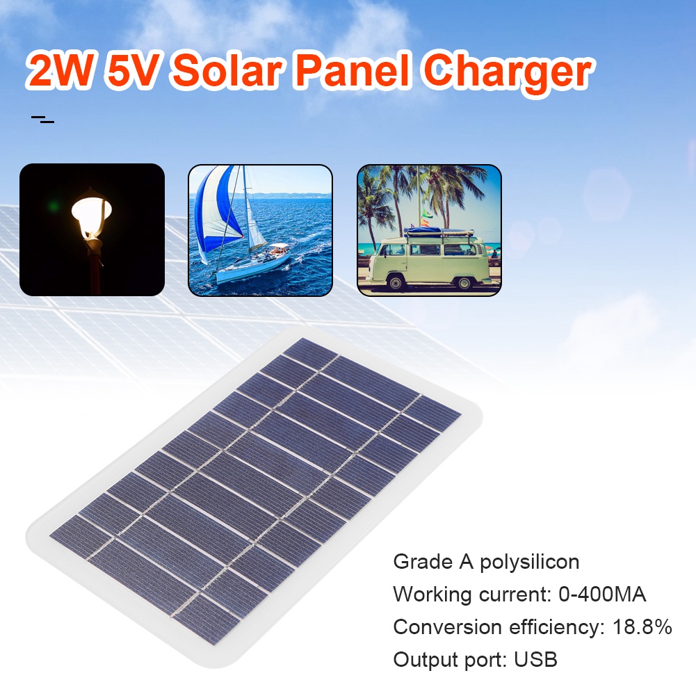 5V High Power USB Solar Panel Outdoor Waterproof Hike Camping Portable