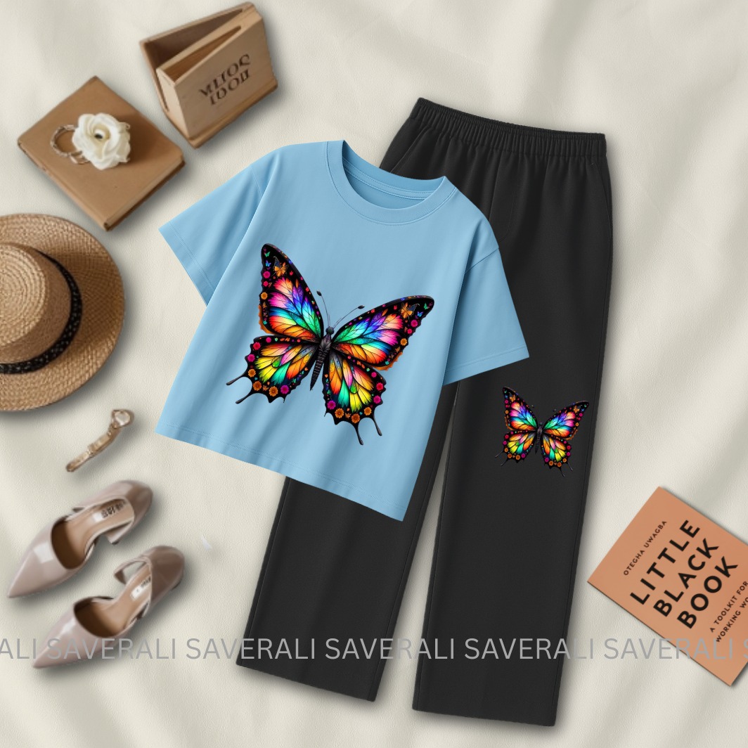 2-Piece Crop Top Set – Tee & Flapper Bottoms for Women and Girls