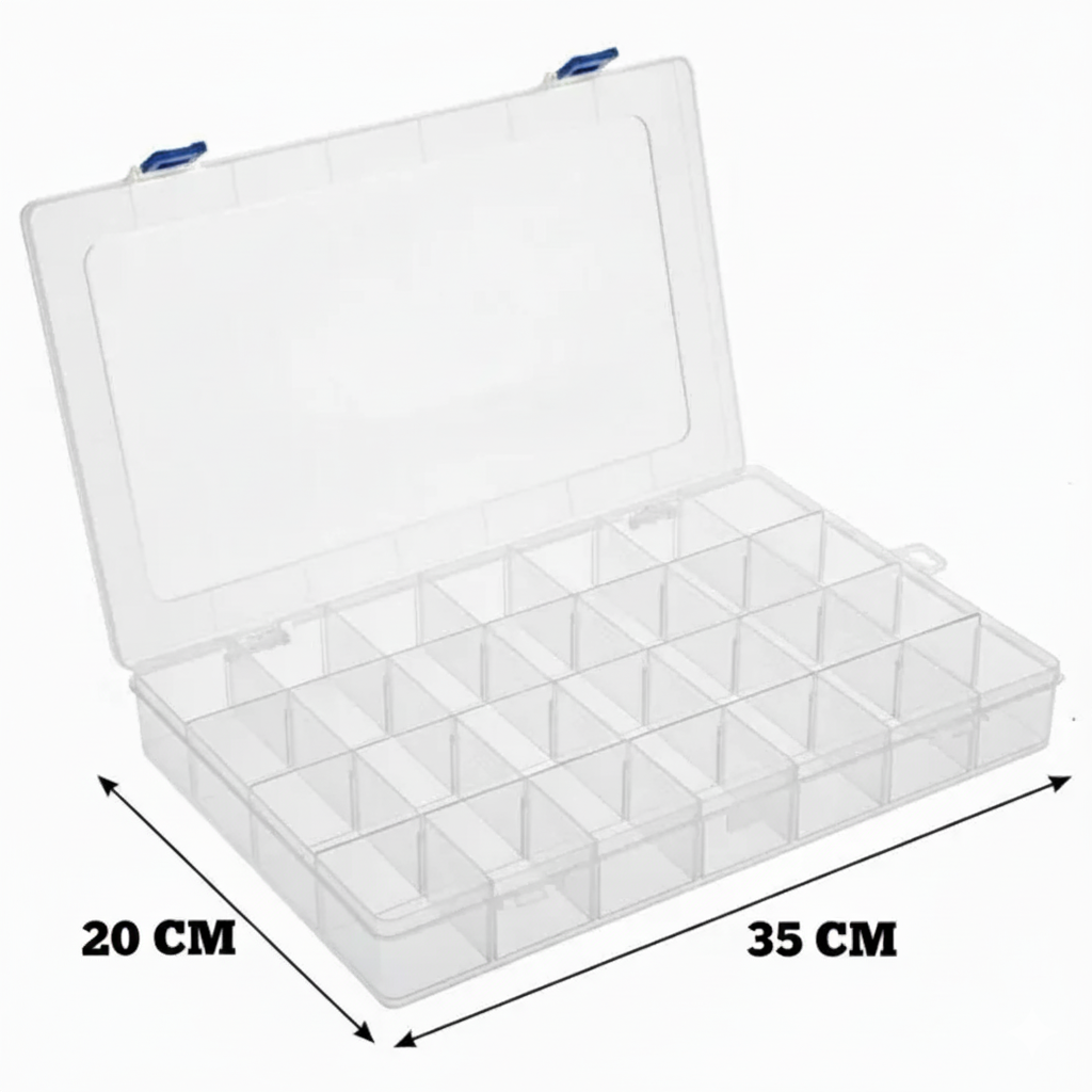 28 Grids Large Transparent Plastic Organizer Box - Adjustable Compartments Storage Box for Jewelry, Beads, Medicine, Earrings, Fishing Hooks & Craft Accessories - Premium Quality Multipurpose Container