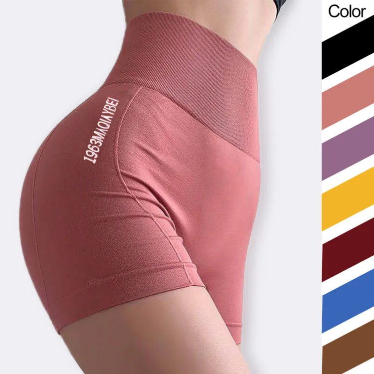 Spandex Solid Seamless Shorts Women Soft Workout Tights Fitness