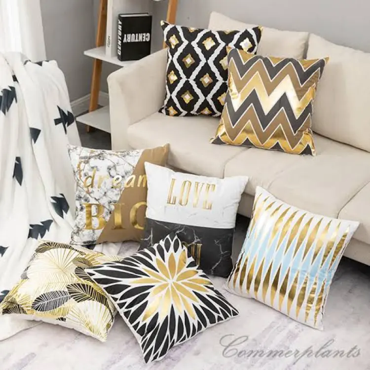 Gold toss outlet pillows