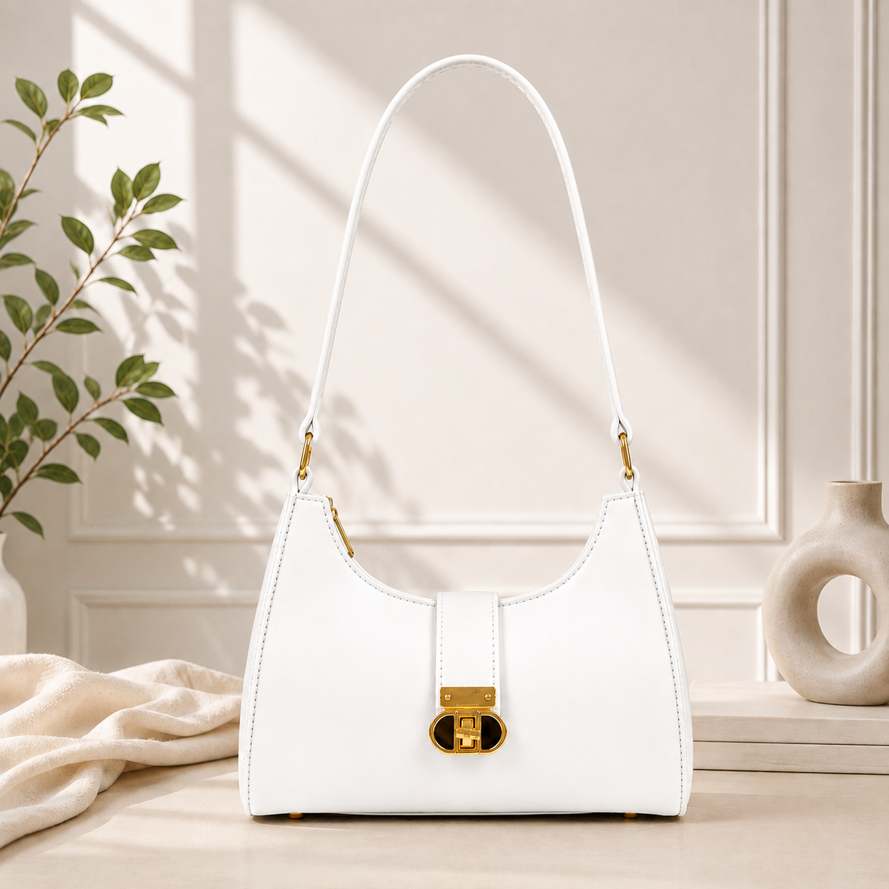 Richlook Handbag For Girls | Modern Half-Moon Crescent Shoulder Purse With Soft Touch Leather Finish