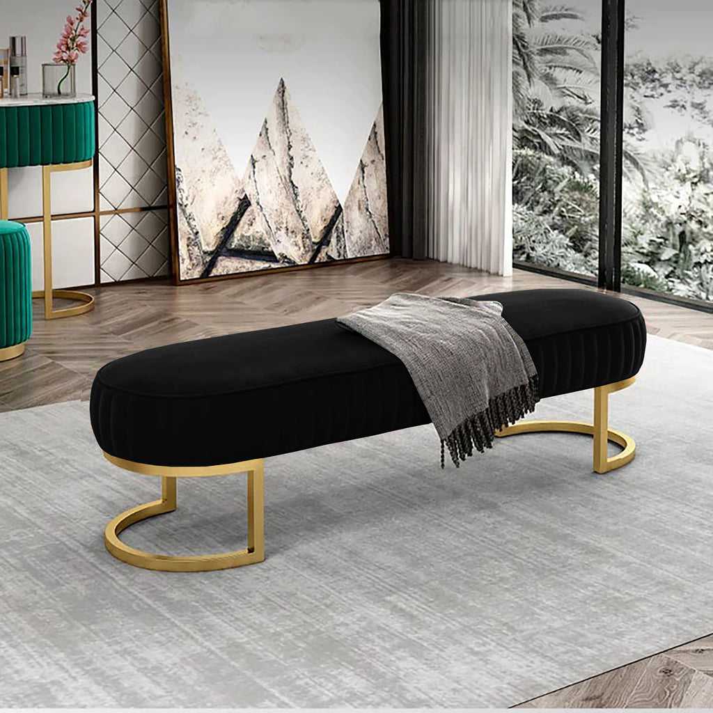 Luxe Living Co - Customized 3 Seater Luxury sofa sitting Stool With Metal Stand- sofa Chair Stool