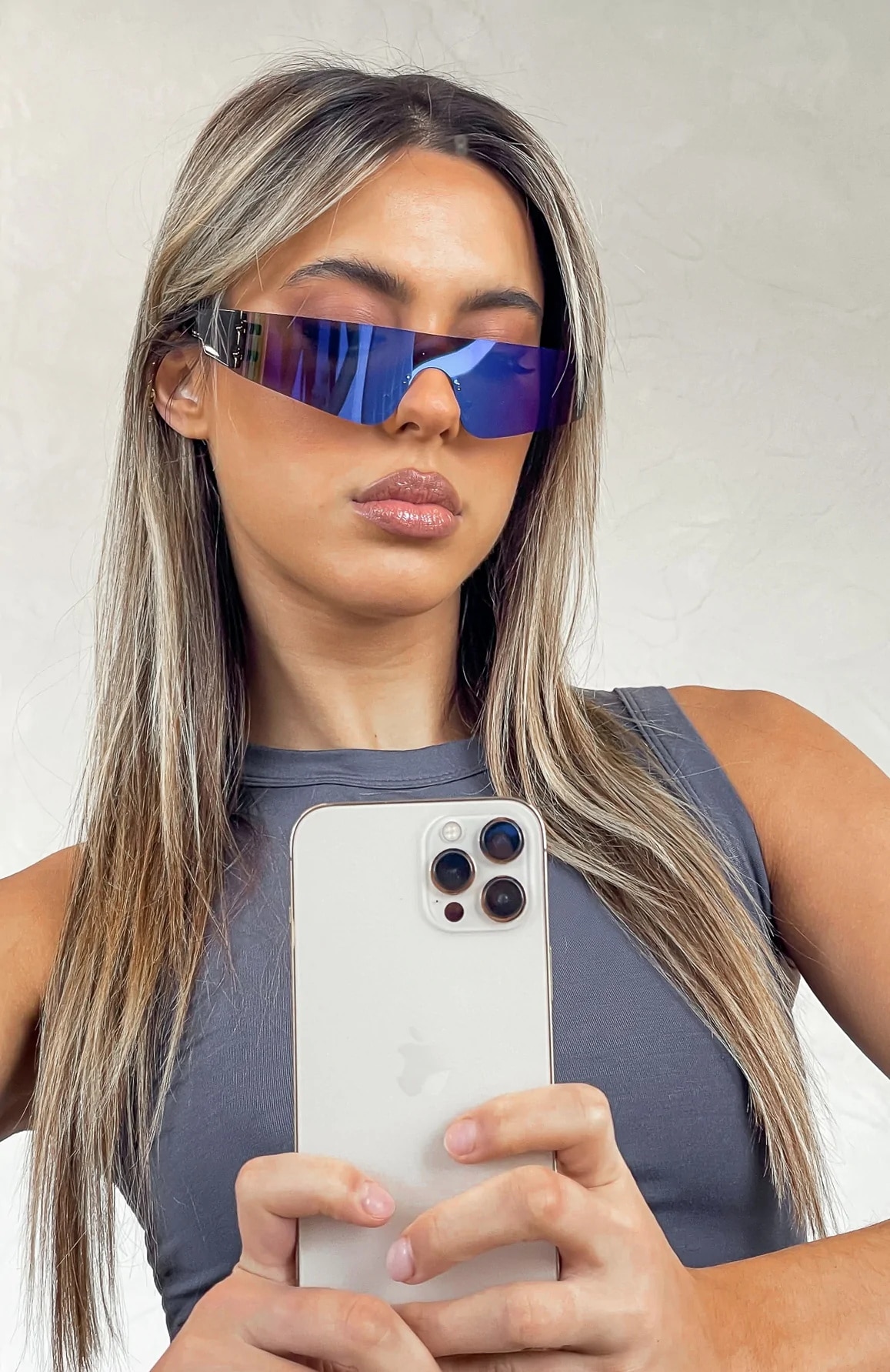 Y2k Punk Wrap Around Sunglasses For Women Men Futuristic Mirrored