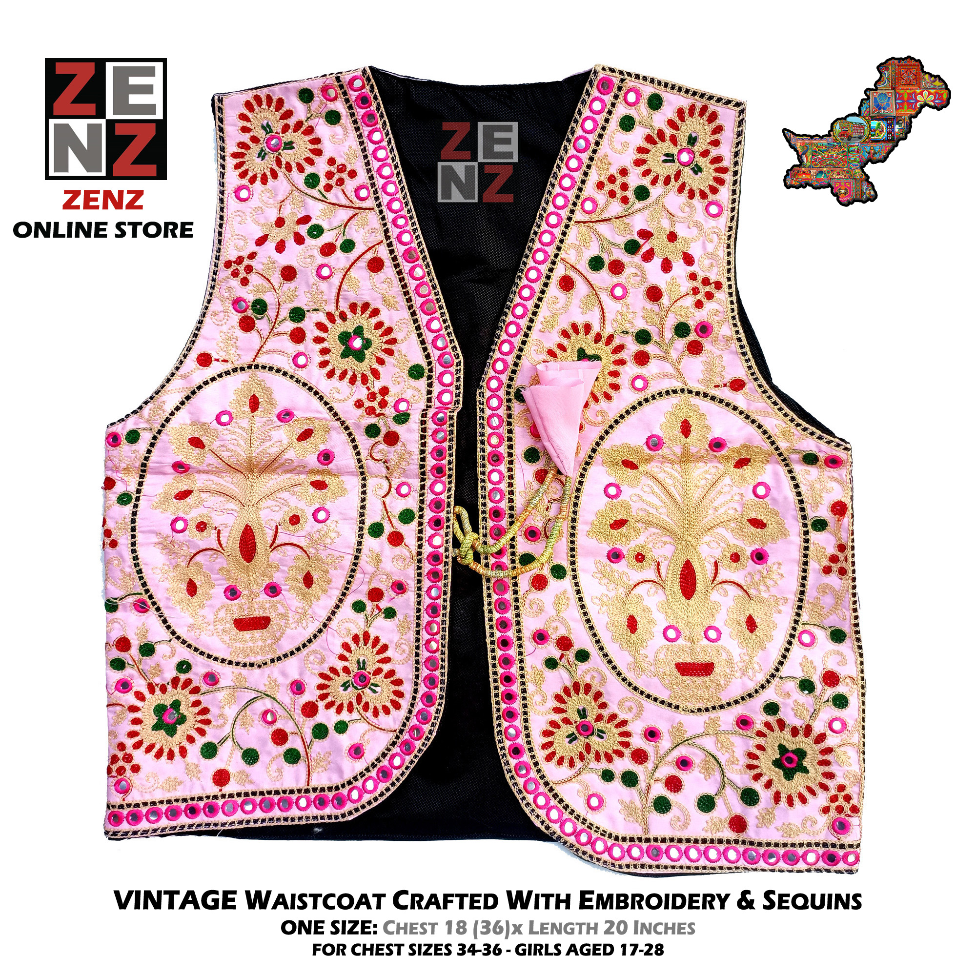 Sindhi Embroidered Waistcoat Koti for Women with Reflective Sequins ZENZ