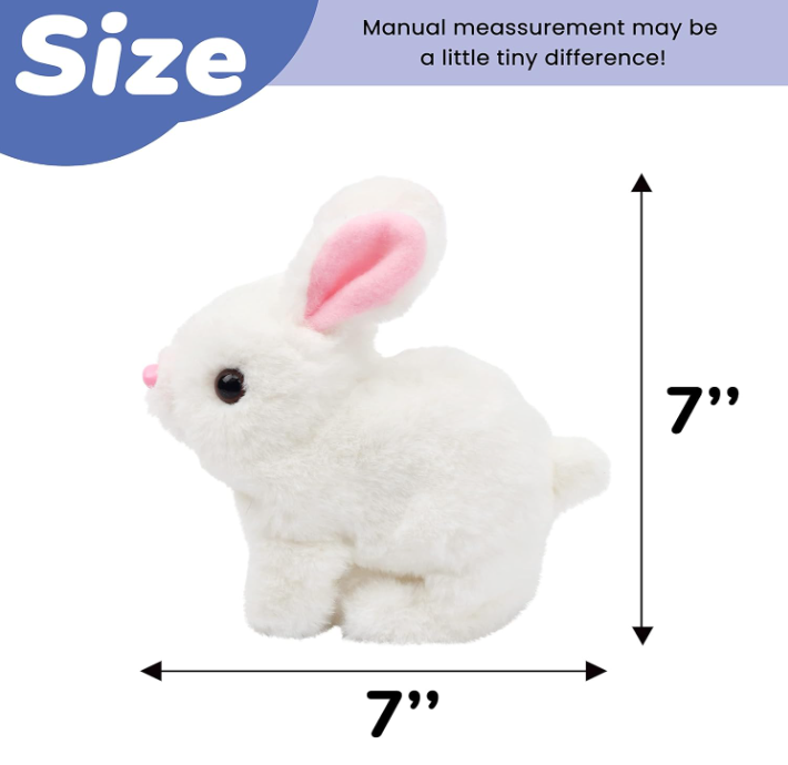 Electronic Plush Rabbit Toy Robot Bunny | Walking, Jumping, Running & Ear Shaking | Battery Operated Interactive Soft Bunny | Cute Electric Pet Toy for Kids Birthday Gifts
