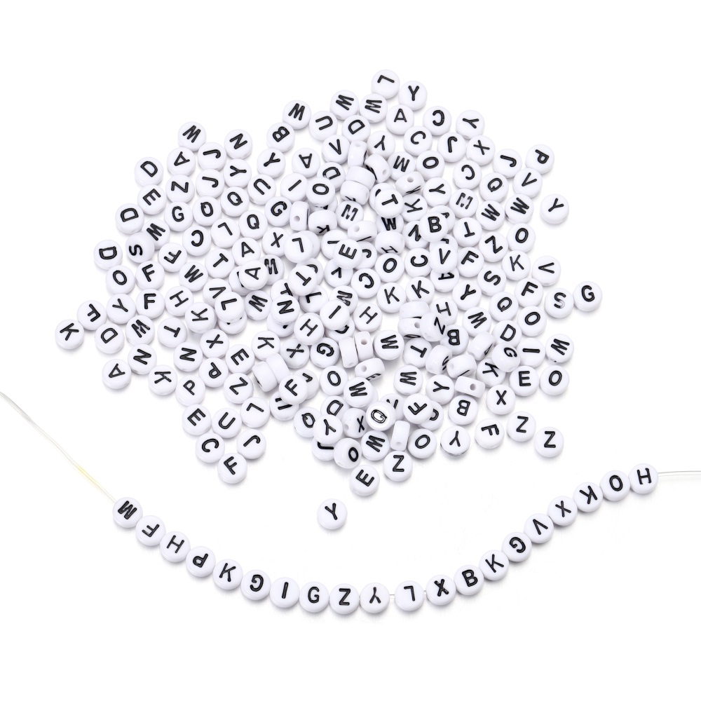 100 Pieces | Mixed White Round Alphabets Beads | Used in Making DIY Jewelry and Accessories
