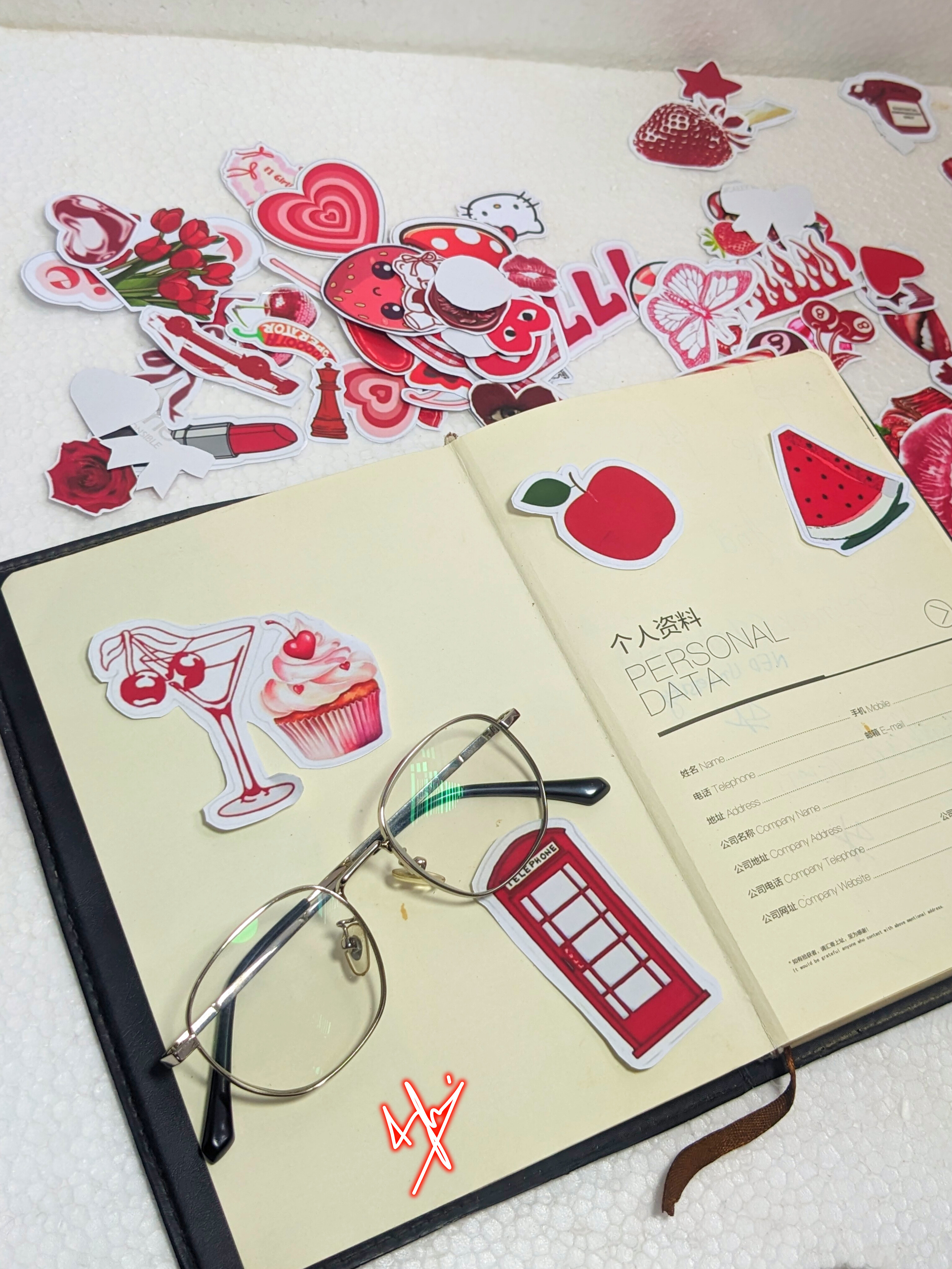 Stickers for Girls - Red Aesthetic Sticker - Sticker for Notebook - Pack of (10/30/50 Pack) - Express Yourself Creatively for Girls