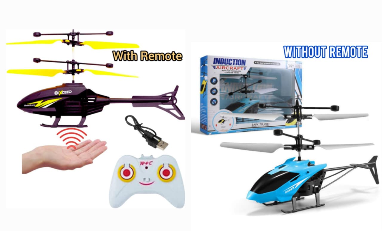 Remote Control Helicopter Toy for Kids | Rechargeable 2-in-1 Hand Sensor Flying RC Helicopter | 3D LED Light & Durable Indoor Outdoor Gift
