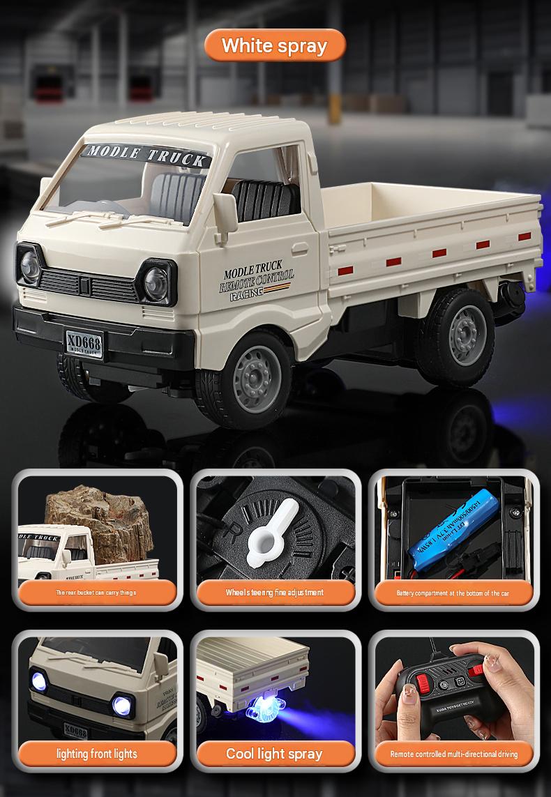 KIDDO KASTLE - 1:24 RC Suzuki Pickup Cargo Truck | 2.4GHz Remote Control Off-Road Drift & Climbing Truck with Mist Spray, LED Lights & 5-Channel Rechargeable RC Vehicle for Kids | Blue & White Assorted Colors