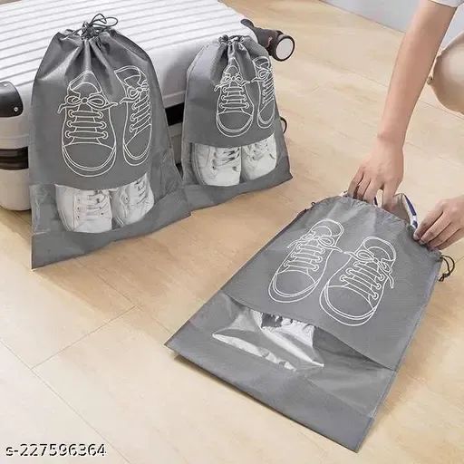 Pack of 10-Travel shoes Organizer Storage Bag Clear Window Non Woven
