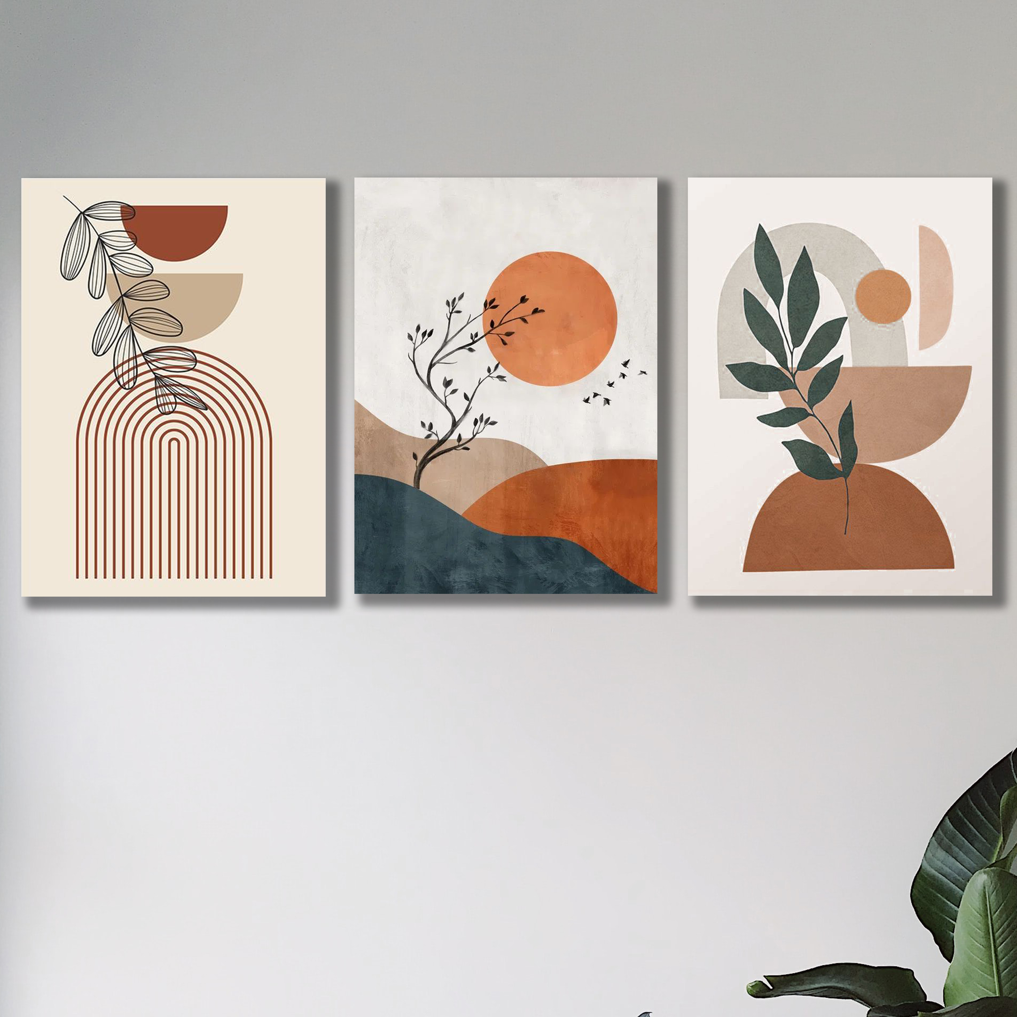 Dotz Brand  3 pieces abstract art - wooden canvas frames for wall decoration - sticky photo tiles - wooden photo tiles - home decorations - wall decoration items - wall art - wall art frames - frames for room decoration - decoration items