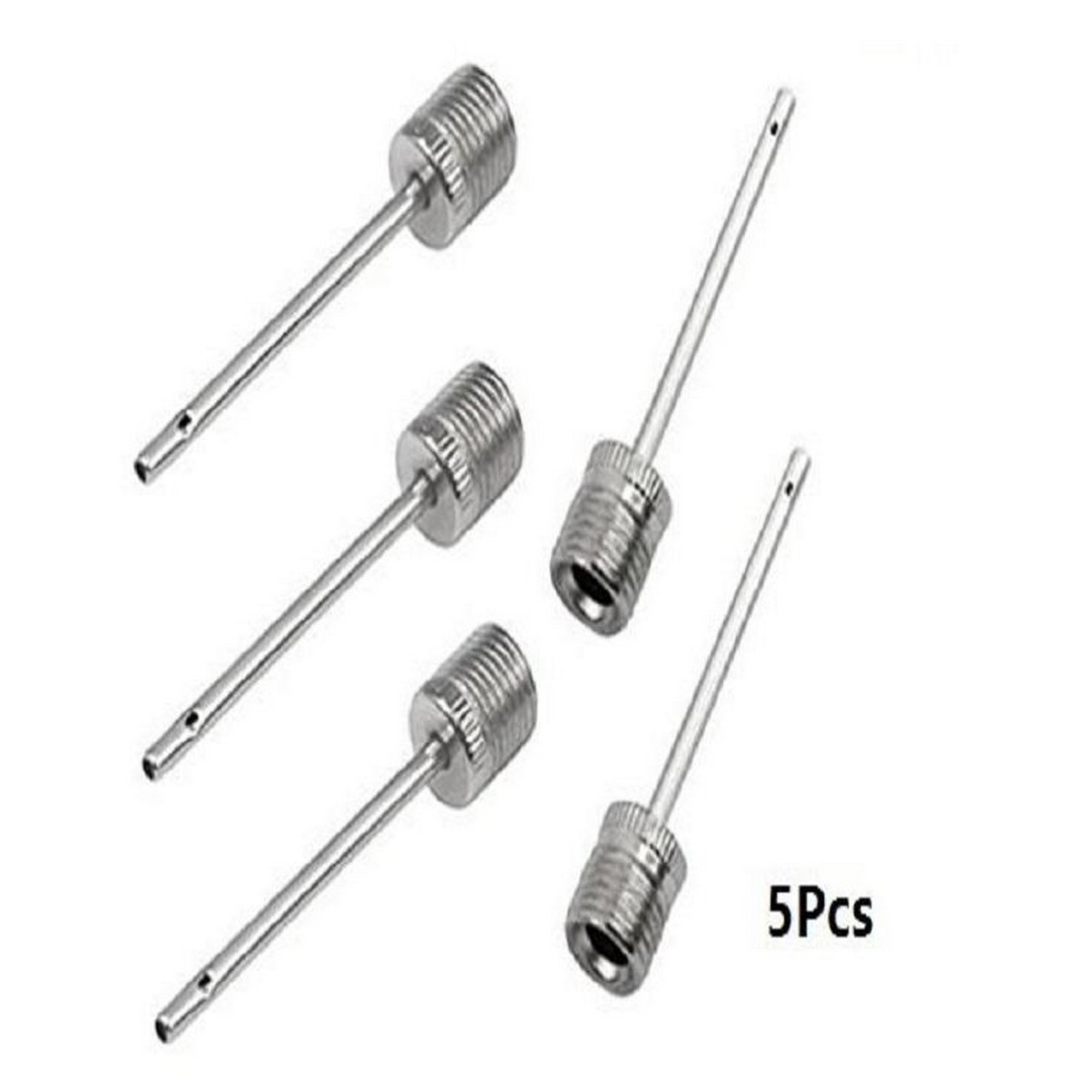 AKORD 5 x Stainless Steel Sports/Basketball/Football/Soccer/Ball Pump Needle - Schrader (Car Valve) Sized Thread Connector